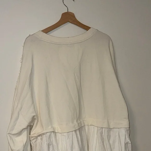 Free People Eleanor Sweatshirt Cream and White Layered Tunic Top Dress - Picture 5 of 6